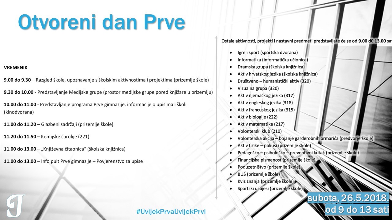 Otvoreni dan I. gimnazije – 26. 5. 2018.