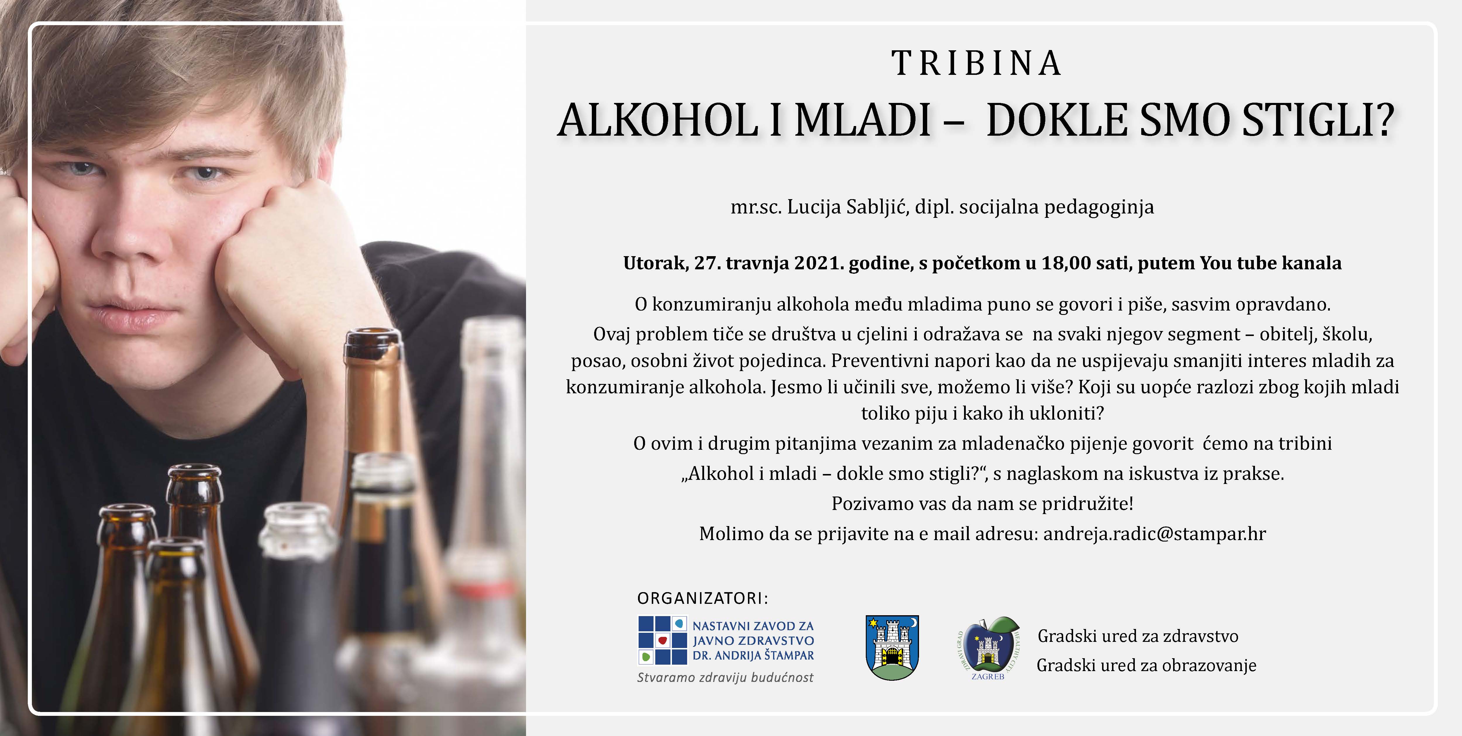 Poziv na tribinu Alkohol i mladi
