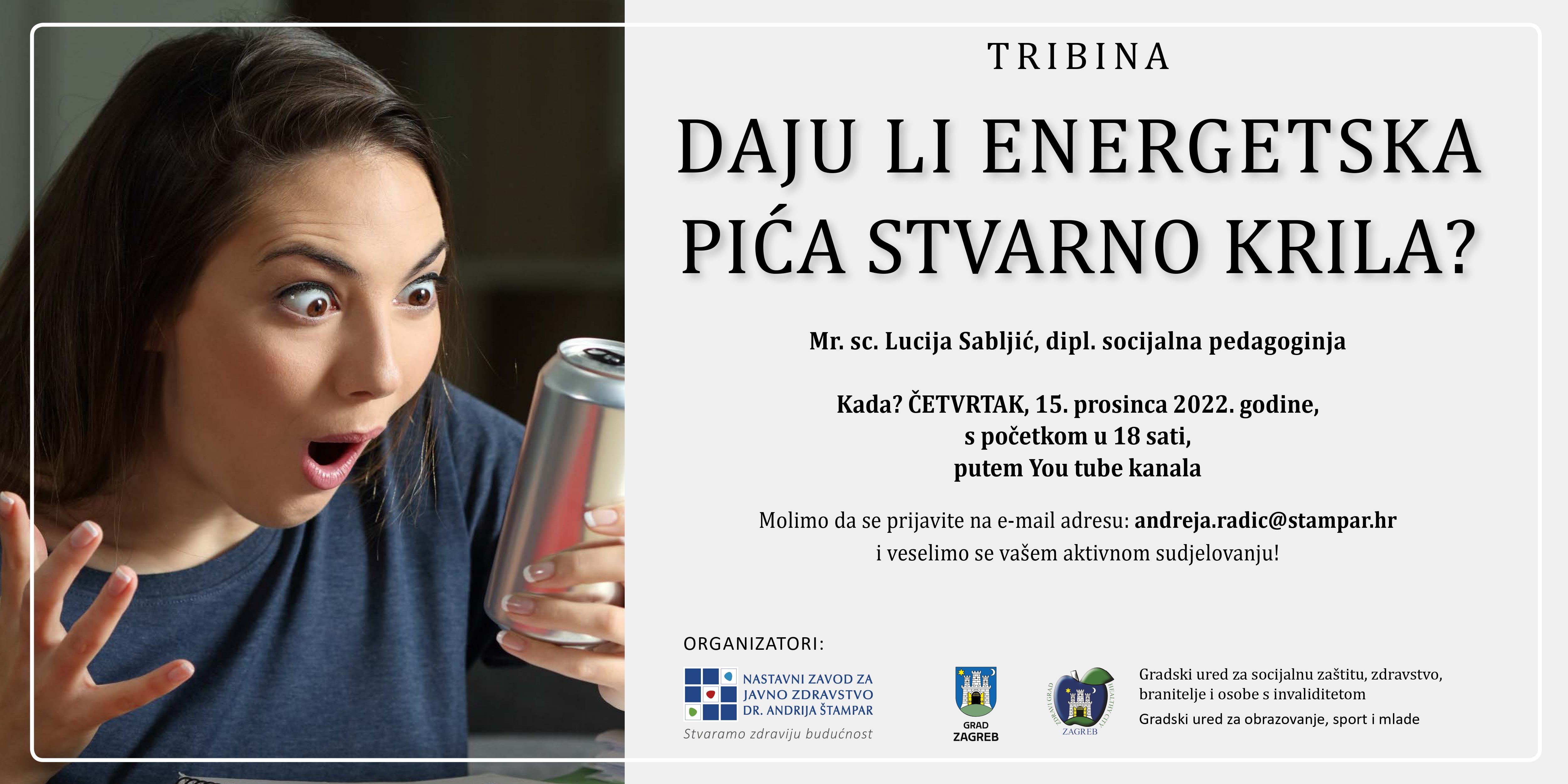 Tribina za roditelje „Daju li energetska pića stvarno krila?” – 15. prosinca 2022.