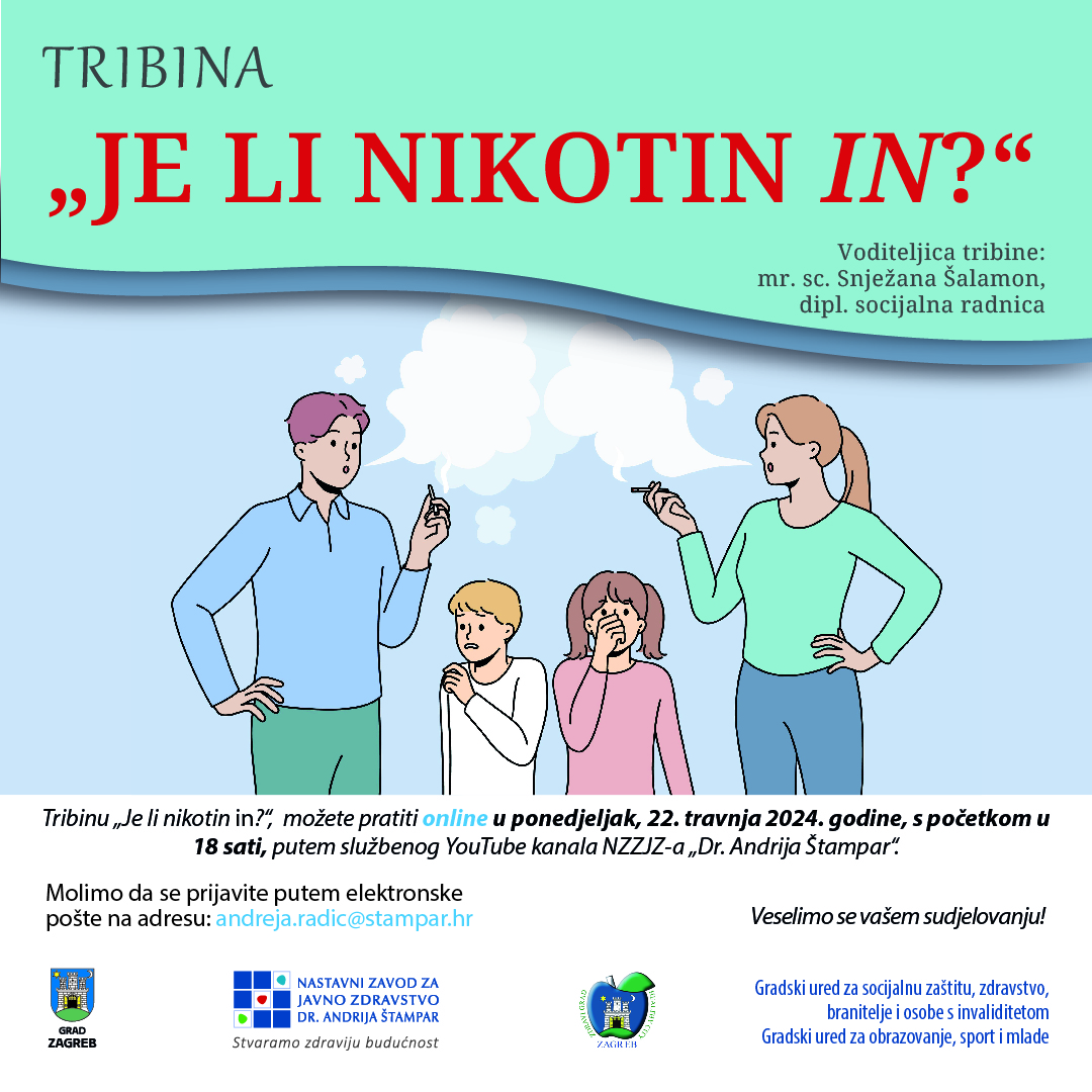 Tribina za zainteresirane roditelje “Je li pušenje in?” – 22.4.2024., 18 sati