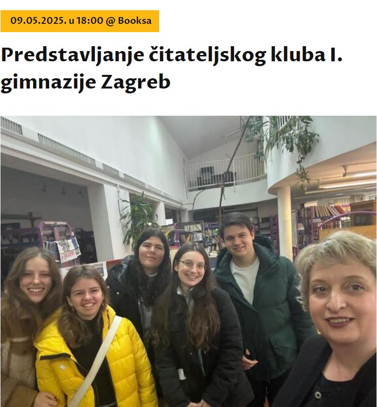 Predstavljanje čitateljskog kluba I. gimnazije u klubu Booksa