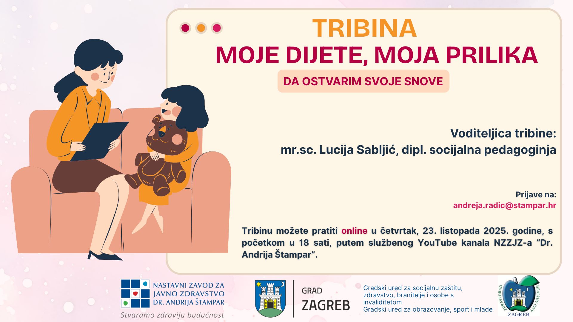 Online predavanje za roditelje “Moje dijete, moja prilika da ostvarim svoje snove”