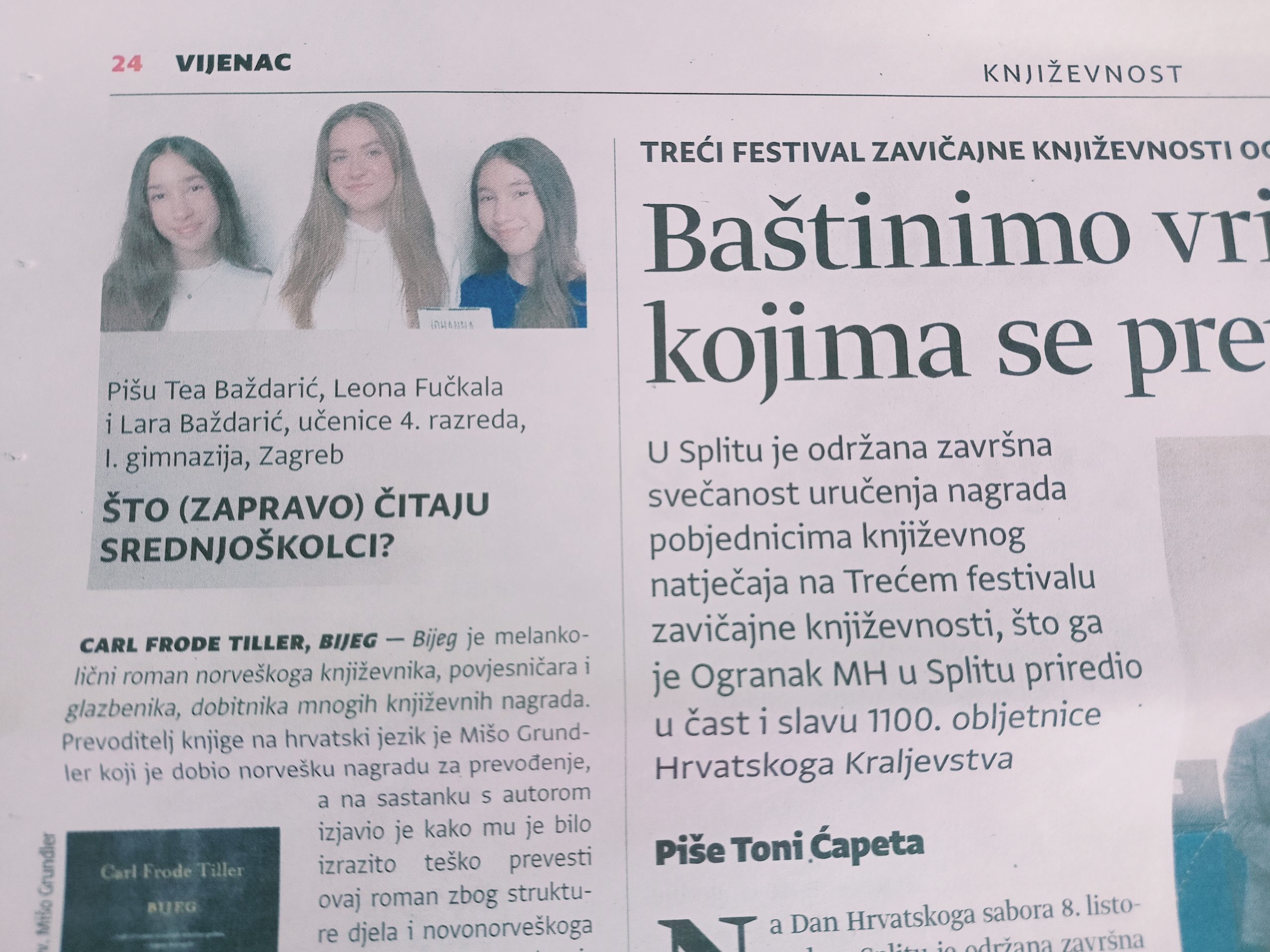 Naše učenice u časopisu Vijenac